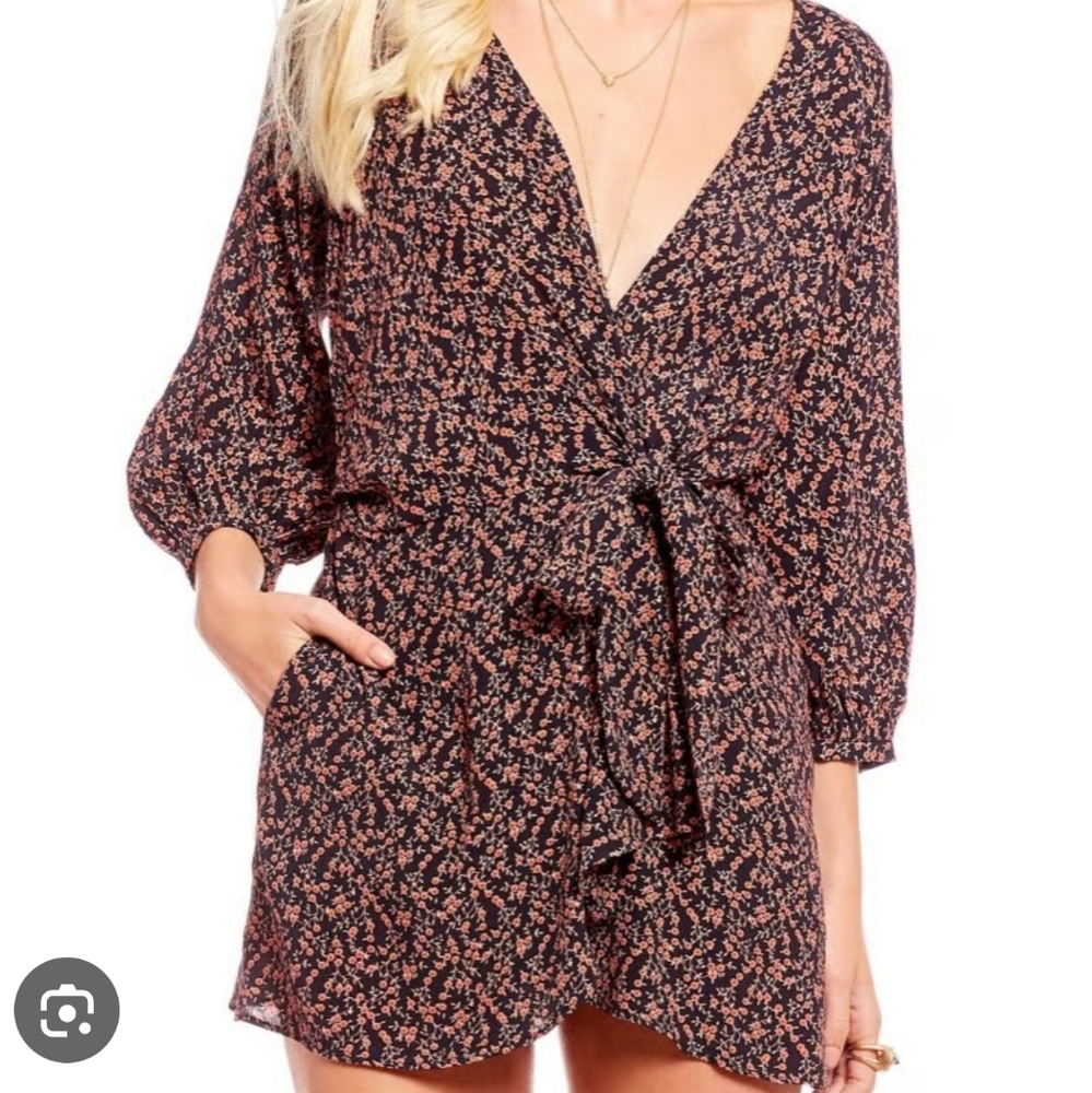 Free People Floral Tie Front Tunic